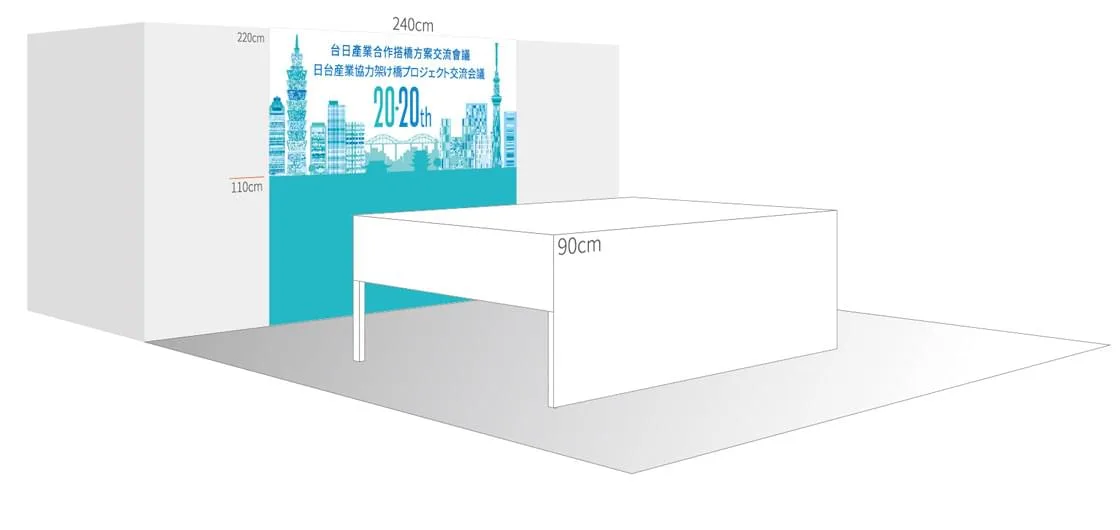 大型活動背板與海報大圖設計尺寸模擬圖